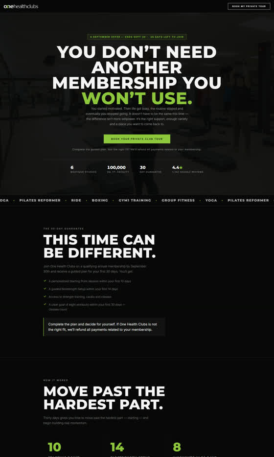 Facebook landing page